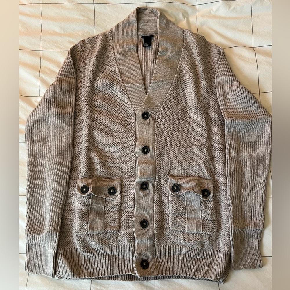 H&M Thick Cardigan Sweater (Size: L; Color: Tan)